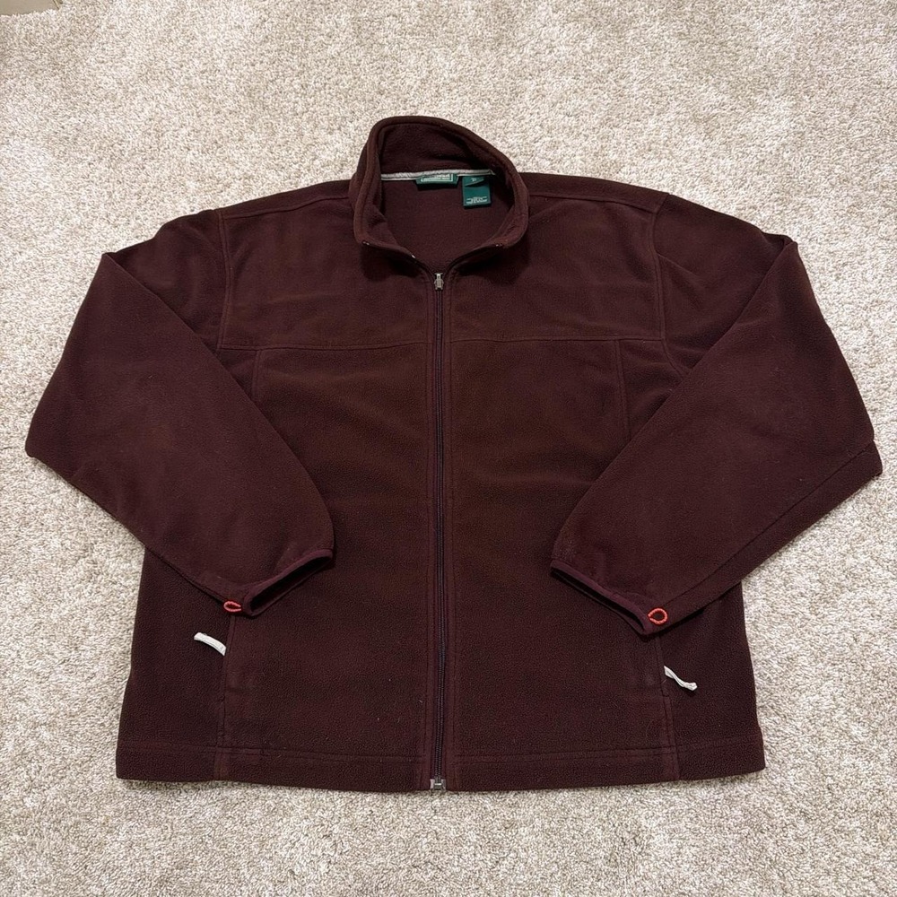 Vintage 90s L.L.Bean Full-Zip Fleece Jacket | Burgundy | XL